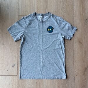 Nike Gray Short Sleeve Tee with Blue & Yellow Logo